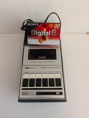 Recorder Silver Portable Tape Recorder with Sony Digital 8 Cassette Untested